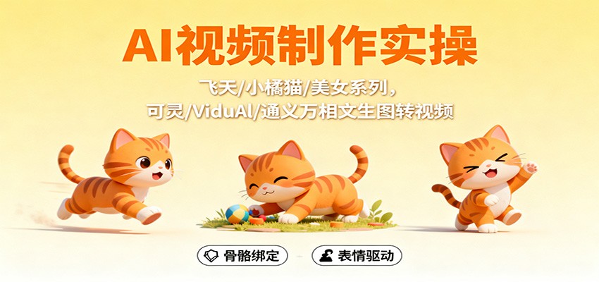 AI视频制作实操，飞天/小橘猫/美女系列，可灵/ViduAl/通义万相文生图转视频-谷进海小站