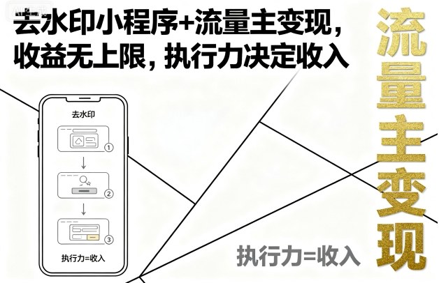 去水印小程序+流量主变现，收益无上限，执行力决定收入-谷进海小站