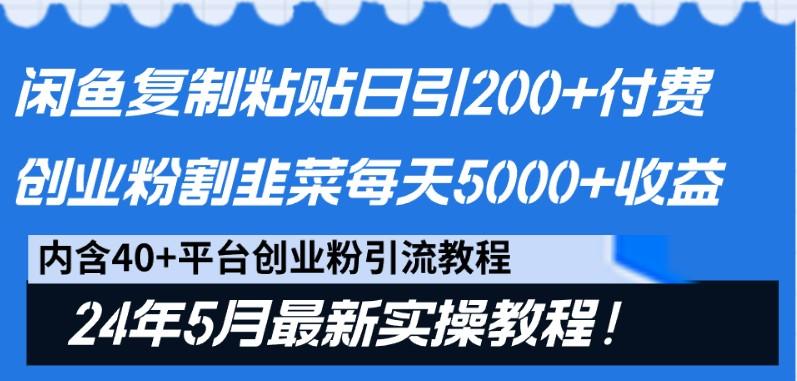 闲鱼复制粘贴日引200+付费创业粉，24年5月最新方法！割韭菜日稳定5000+收益-谷进海小站