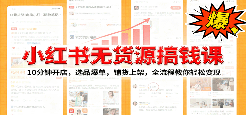 小红书无货源爆单课：10分钟开店，选品爆单，铺货上架，全流程教你轻松变现-谷进海小站