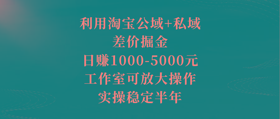利用淘宝公域+私域差价掘金，日赚1000-5000元，工作室可放大操作，实操…-谷进海小站