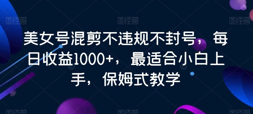 美女号混剪不违规不封号，每日收益1000+，最适合小白上手，保姆式教学-谷进海小站