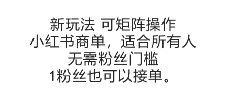 可矩阵操作，小红书商单新玩法，适合所有人，无需粉丝门槛，1粉丝也可以接单-谷进海小站