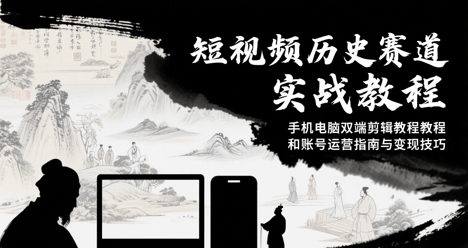 短视频历史赛道实战教程，手机电脑双端剪辑教程和账号运营指南与变现技巧-谷进海小站