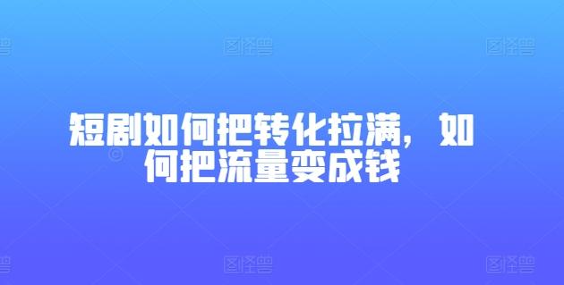 短剧如何把转化拉满，如何把流量变成钱-谷进海小站