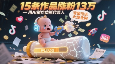 用AI制作幼崽代言人，宝宝的控诉火爆全网，15条作品涨粉13W，单号月入5位数实操教程-谷进海小站