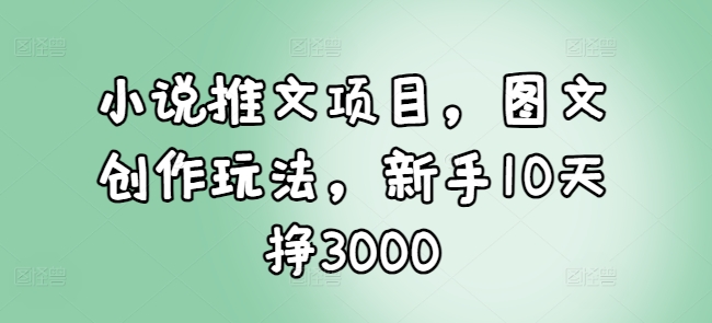 小说推文项目，图文创作玩法，新手10天挣3000-谷进海小站