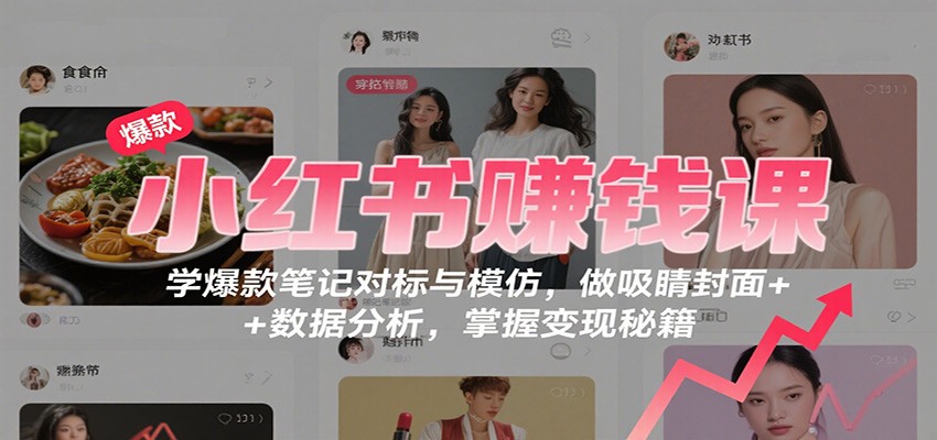 小红书赚钱课：学爆款笔记对标与模仿，做吸睛封面 + 数据分析，掌握变现秘籍-谷进海小站
