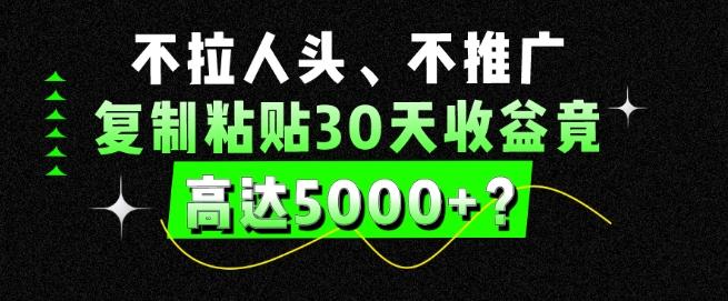 不拉人头、不推广，复制粘贴30天收益竟高达5000+？-谷进海小站