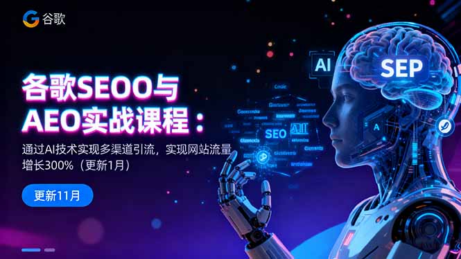 谷歌SEO与AEO实战课程：通过AI技术实现多渠道引流，实现网站流量增长300%-谷进海小站