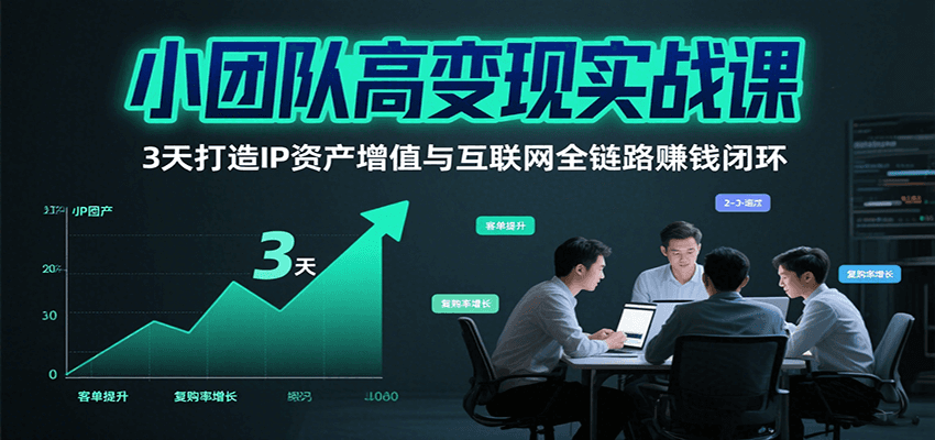 小团队高变现实战课，3天打造IP资产增值与互联网全链路赚钱闭环(第二期)-谷进海小站