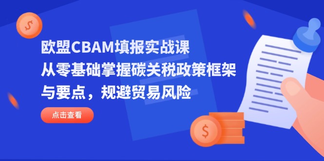欧盟CBAM填报实战课，从零基础掌握碳关税政策框架与要点，规避贸易风险-谷进海小站