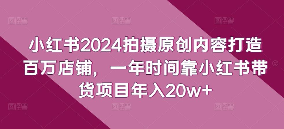 小红书2024拍摄原创内容打造百万店铺，一年时间靠小红书带货项目年入20w+-谷进海小站