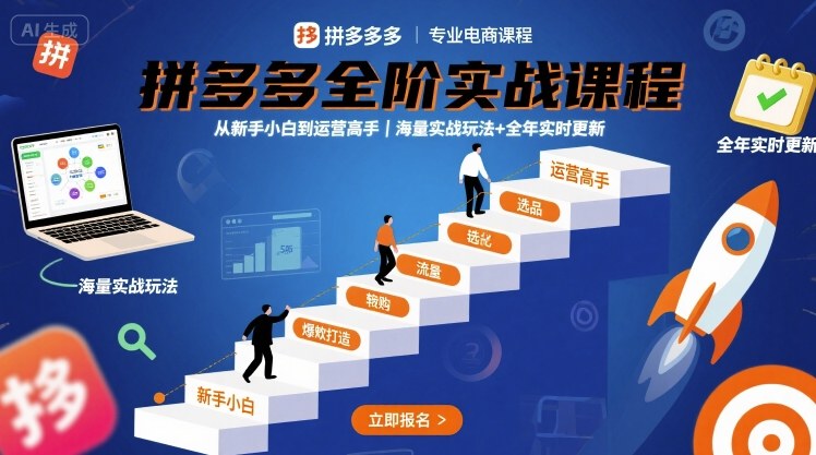 拼多多全阶实战课程，从新手小白到运营高手，海量实战玩法+全年实时更新【2025年9月更新】-谷进海小站