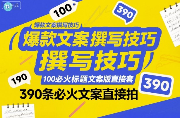 爆款文案撰写技巧，100个必火标题文案模版直接套，390条必火文案直接拍-谷进海小站