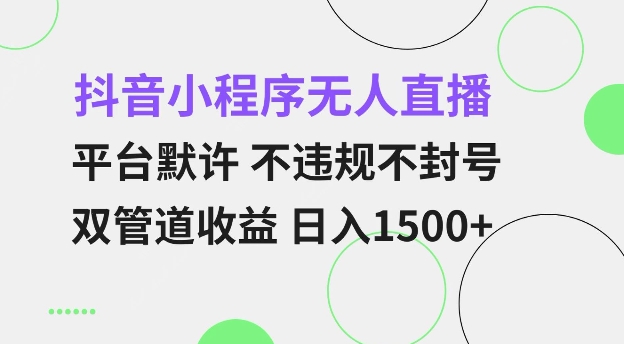 抖音小程序无人直播 平台默许 不违规不封号 双管道收益 日入多张 小白也能轻松操作【仅揭秘】-谷进海小站