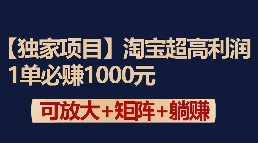 独家淘宝超高利润项目：1单必赚1000元，可放大可矩阵操作-谷进海小站
