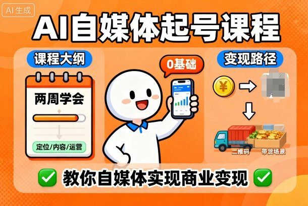 AI自媒体起号课程，0基础小白两周学会，教你自媒体实现商业变现-谷进海小站