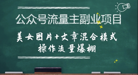 公众号流量主副业项目，美女图片+文章混合模式操作流量爆棚-谷进海小站