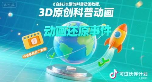 自制3D原创科普动画教程，动画还原事件，抖音最新热门赛道，可过伙伴计划-谷进海小站