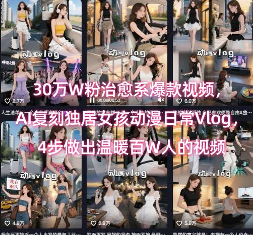 30万W粉治愈系爆款视频，AI复刻独居女孩动漫日常Vlog，4步做出温暖百W人的视频-谷进海小站
