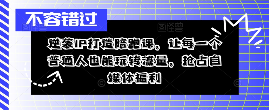 逆袭IP打造陪跑课，让每一个普通人也能玩转流量，抢占自媒体福利-谷进海小站