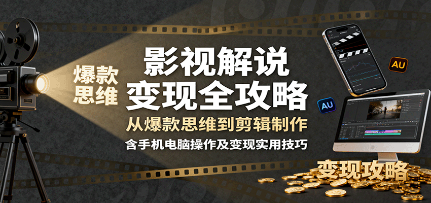 影视解说变现全攻略：从爆款思维到剪辑制作，含手机电脑操作及变现实用技巧-谷进海小站