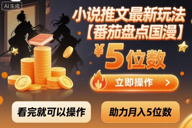 小说推文最新玩法，助力月入5位数【番茄盘点国漫】玩法，看完就可以操作-谷进海小站