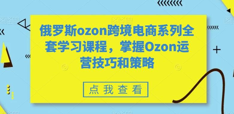 俄罗斯ozon跨境电商系列全套学习课程，掌握Ozon运营技巧和策略-谷进海小站