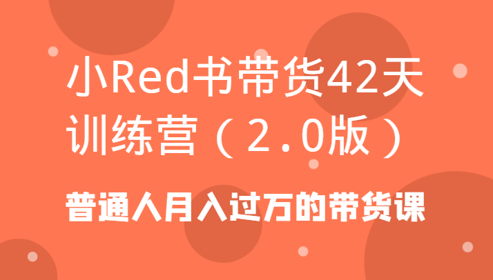 小Red书带货42天训练营(2.0版)普通人月入过万的带货课-谷进海小站