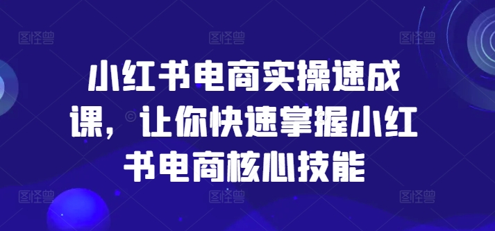 小红书电商实操速成课，让你快速掌握小红书电商核心技能-谷进海小站