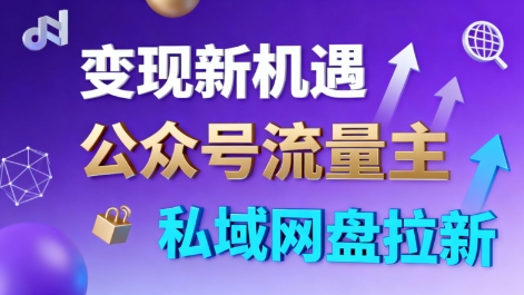 公众号流量主+私域网盘拉新，多方式变现，简单易上手，当天就有收益-谷进海小站