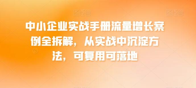 中小企业实战手册流量增长案例全拆解，从实战中沉淀方法，可复用可落地-谷进海小站