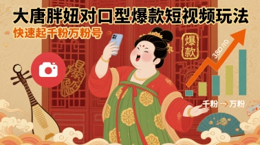大唐胖妞对口型爆款短视频玩法，快速起千粉万粉号-谷进海小站