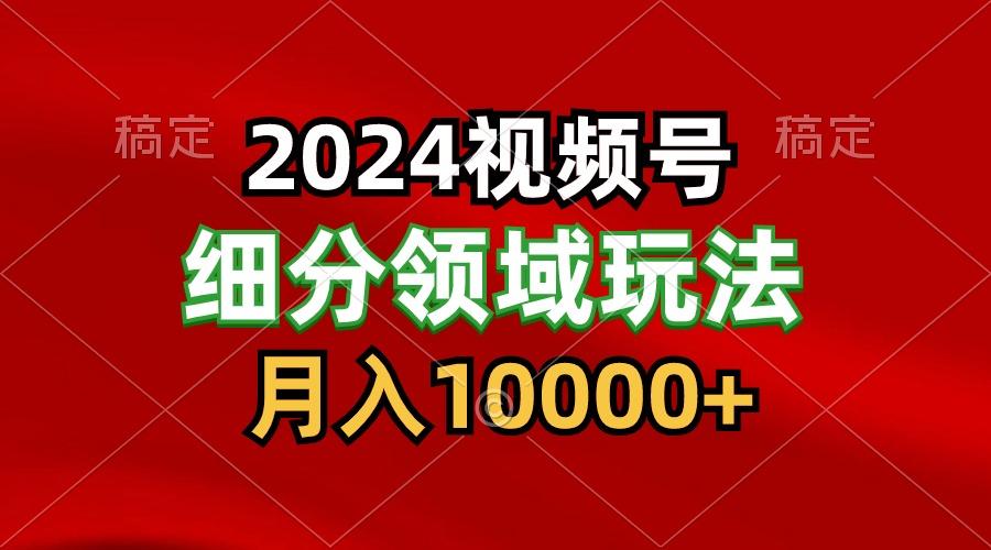 2024视频号分成计划细分领域玩法，每天5分钟，月入1W+-谷进海小站
