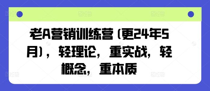 老A营销训练营(更24年6月)，轻理论，重实战，轻概念，重本质-谷进海小站