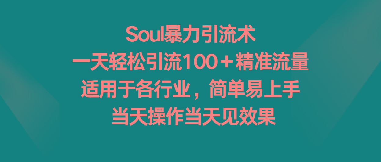 Soul暴力引流术，一天轻松引流100＋精准流量，适用于各行业，简单易上手！-谷进海小站