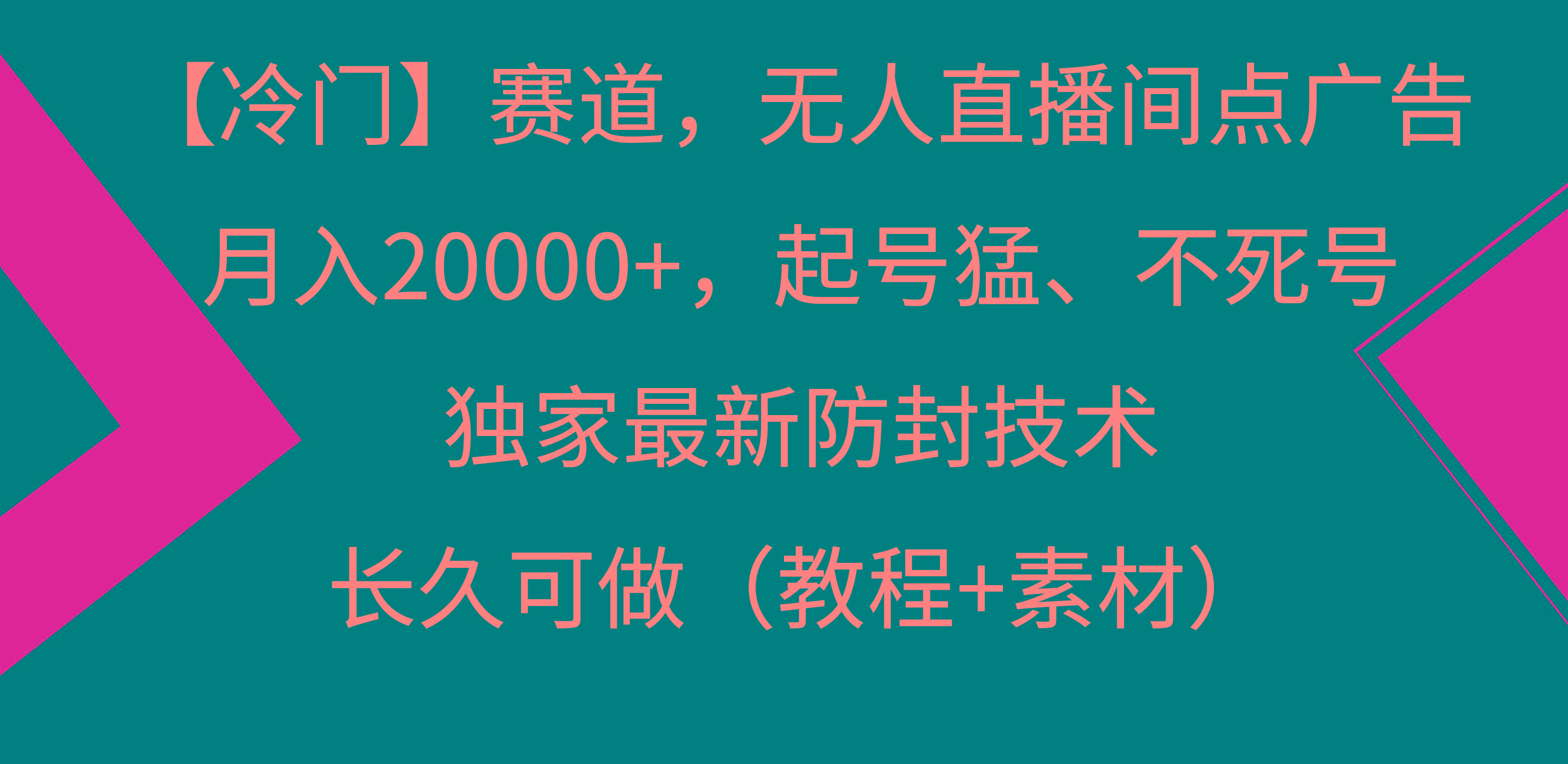 【冷门】赛道，无人直播间点广告，月入20000+，起号猛、不死号，独家最…-谷进海小站
