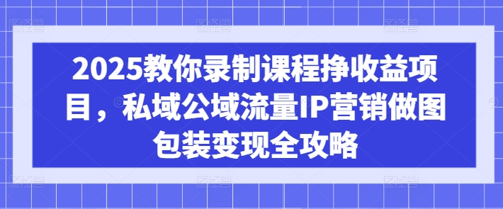 2025教你录制课程挣收益项目，私域公域流量IP营销做图包装变现全攻略-谷进海小站