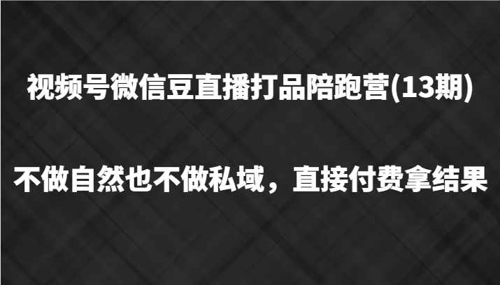 视频号微信豆直播打品陪跑(13期)，不做不自然流不做私域，直接付费拿结果-谷进海小站