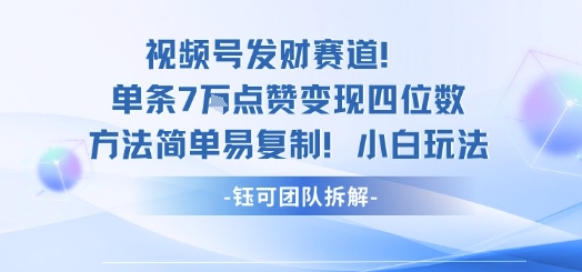 视频号发财赛道单条7W点赞变现四位数方法简单易复制小白玩法-谷进海小站