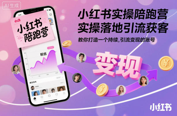 小红书实操陪跑营，实操落地引流获客，教你打造一个持续引流变现的账号-谷进海小站