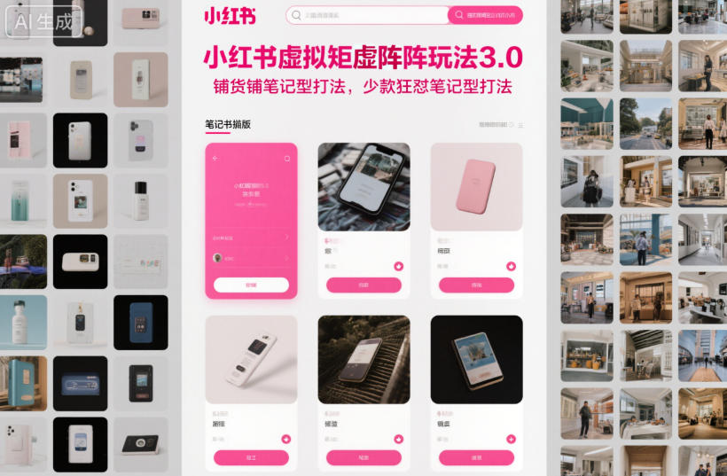 小红书虚拟矩阵玩法3.0，铺货铺笔记型打法，少款狂怼笔记型打法-谷进海小站