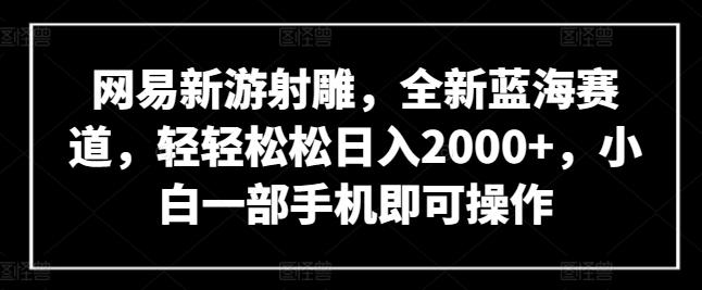 网易新游射雕，全新蓝海赛道，轻轻松松日入2000+，小白一部手机即可操作【揭秘】-谷进海小站