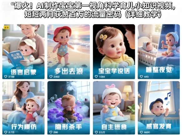 爆火！AI制作宝宝第一视角科学育儿小知识视频，短短两月获赞百万的流量密码(详细教学)-谷进海小站