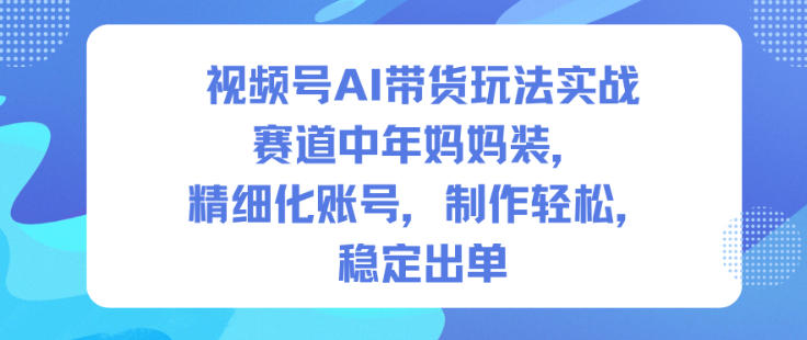 视频号AI带货玩法实战，赛道中年妈妈装，精细化账号，制作轻松，稳定出单-谷进海小站