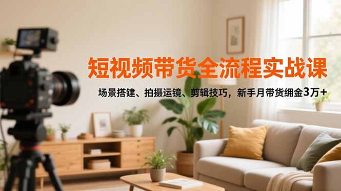 短视频带货全流程实战课，场景搭建、拍摄运镜、剪辑技巧，新手月带货佣金3万+-谷进海小站