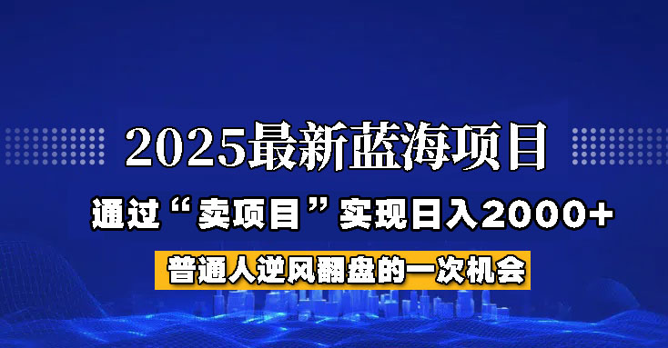 2025年蓝海项目，如何通过“网创项目”日入2000+-谷进海小站
