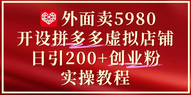 外面卖5980开设拼多多虚拟店铺：单日引流200+创业付费粉实战教程-谷进海小站