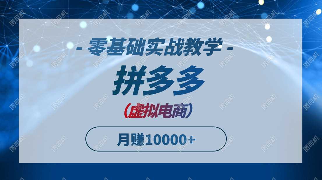 拼多多虚拟电商，零基础实战教学，快速打爆商品，新手也能月入10000+-谷进海小站